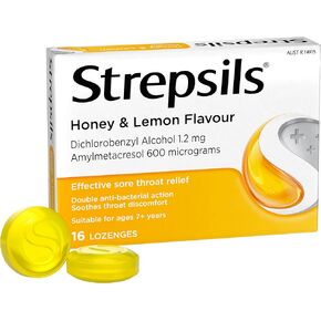 Strepsils Throat Lozenges Soothing Honey & Lemon 16 Pack