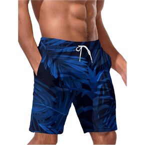 Men's Graphic Print Drawstring Waist Beach Shorts Tropical Summer Swim Trunks Swimwear
