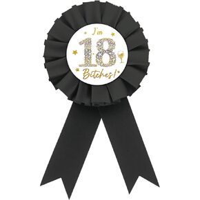 Happy Happy 18th Tinplate Badge Pin ، إنه دبوس زر عيد الميلاد الثامن عشر ، روزت سوداء ، دبوس شارة عيد ميلاد سعيد للصبي/الفتاة ، أزرار بروش الماس لارتداء ثمانية عشر حفلة عيد ميلاد للارتداء