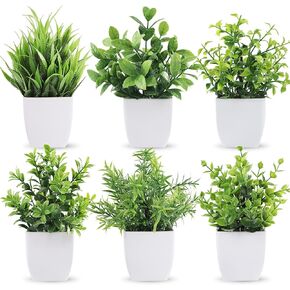 Der Rose 2 Pack Fake Plants Small Artificial Plants in Blue Pots Faux Plants Indoor for Home Room Bathroom Living Room Decor