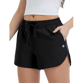 baleaf Women's 3.5" Running Shorts Quick Dry with Zipper Pocket Liner Shorts Gym Workout