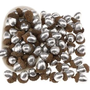 Gresorth 50pcs Fake Silver Acorn Decor Artificial Acorns DIY Craft Material Party Festival Christmas Fruit Decoration