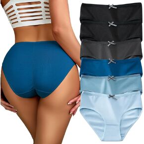 Womens Cotton Underwear Full Coverage Soft Stretchy Scrunch Briefs Comfortable Cute Bikini Panties for Ladies 6pack