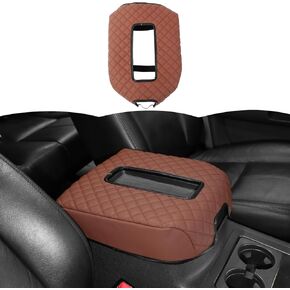 RT-TCZ Center Console Armrest Box Pad Cover Leather for Chevy Avalanche/Silverado/Suburban/Tahoe 2007-2013,for GMC Yukon/Sierra 2007-2013 (Black)