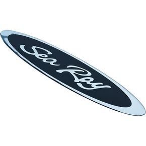 1x Sea Ray Searay 13" Oval Emblem Nameplate Sticker Searay Hull Side 13x 2-3/4 (Silver Black)