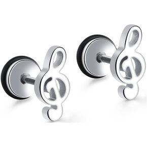 Xusamss Punk Piuncing Music Orrings Stainless Steel Note أقراط