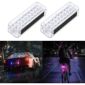 PIFOOG Wireless Solar Strobe Lights LED 7 Colors Mini Emergency Warning Anti Collision Light for Trucks Vehicles Car Bike Motorcycles Night Driving Safety Lamp Waterproof 2PCS