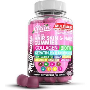 نظيفة المغذيات البيوتين الكولاجين الكيراتين gummies | جلد الشعر والأظافر الفيتامينات للنساء | حمض الهيالورونيك الخيزران فيتامين A C D3 e -فولات مع منشار باليتو السيليكا B3 B12 نباتي نباتي