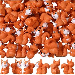 Suzile 50 Pcs Mini Resin Squirrel Miniature Squirrel Figures Tiny Resin Squirrel Mini Forest Animal Figures Garden Accessories Cupcake Topper Decor for Outdoor Landscape Garden Lawn DIY Birthday Craft