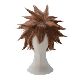 لعبة Cosplay شعر مستعار بني شعر مستعمر قصيترات شعر مستعار قصير مع الانفجارات مع Bangs مقاومة للحرارة