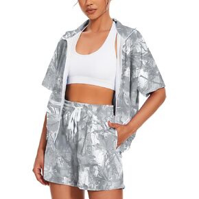 Uoua Women's 80s Color Block Outfits 2 قطعة مقاطع التتبع 90S Party Costume Summer up up Windbreaker & Shorts Sets