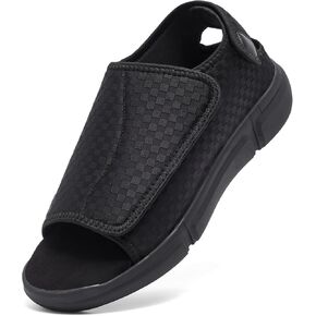 Men's Open toe Diabetic Sandals Wide Width Adjustable Straps Arch Support Lightweight & Breathable Mesh for Comfort and Pain Relief
