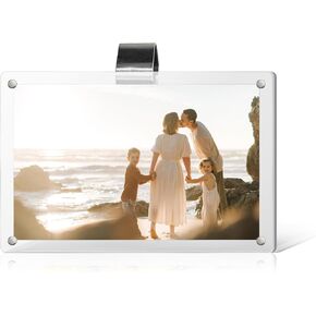 Car Sun Visor Photo Holder Clim ، Frame Magnetic Acrylic Possor لعرض الصور الشخصية ، إمكانية الوصول إلى الديكور الداخلي للسيارة (شفافة ، 2.4 × 3.5)