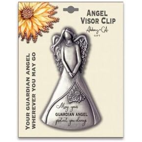 Cathedral Art Silver Guardian Angel Protect You Sculpted Angel Visor Clip, Carded, Car Acccesories, KVC280