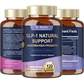 ملحق بروبيوتيك GLP -1 Akkermansia - دعم الجوع والتمثيل الغذائي مع Berberine HCI ، Garcinia Cambogia ، خل التفاح ، مستخلص الشاي الأخضر للنساء والرجال ، 120 COUNT