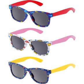 obmwang 3 Pack Kids Sunglasses Stylish Cute Dinosaur Glasses for Toddler Girls Boys Outdoor Beach Eyewear
