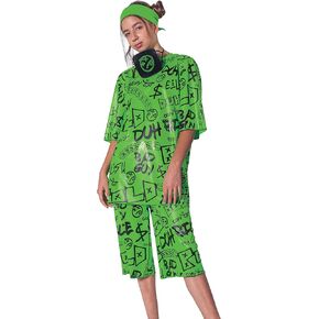 Billie Eilish Costume, Official Green Oversize Top and Shorts for Kids, Musical Artist Inspired Outfit