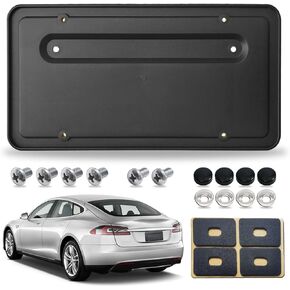 Aootf 109684400B Rear License Plate Holder for Tesla Model 3 and Model Y, Back Trunk Car Tag Bracket Frame with Screws Caps, Rear Plate Mounting Kit