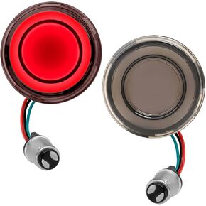 1157 Front LED Turn Signals Yellow Light White Ring Smoked Lens 2 Inch Bullet Compatible with Harley Davidson Softail Touring Dyna Fat Boy Sportster Road King Electra Glide