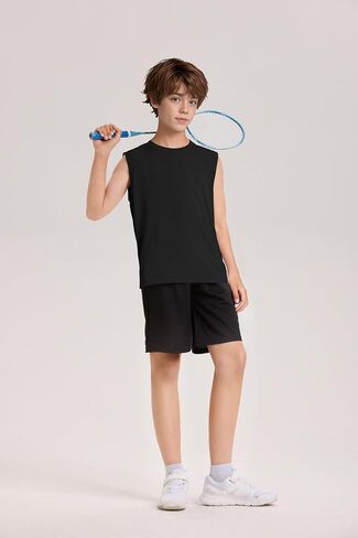 Boys UPF 50+ Mesh Athletic Quick Dry Tank Top Moisture Wicking Active Sleeveless Mesh Shirts Tops for Youth in Saudi Arabia