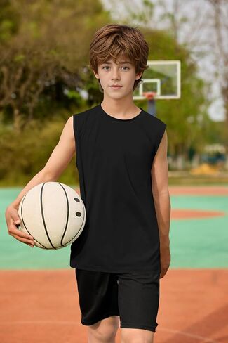 Boys UPF 50+ Mesh Athletic Quick Dry Tank Top Moisture Wicking Active Sleeveless Mesh Shirts Tops for Youth in Saudi Arabia