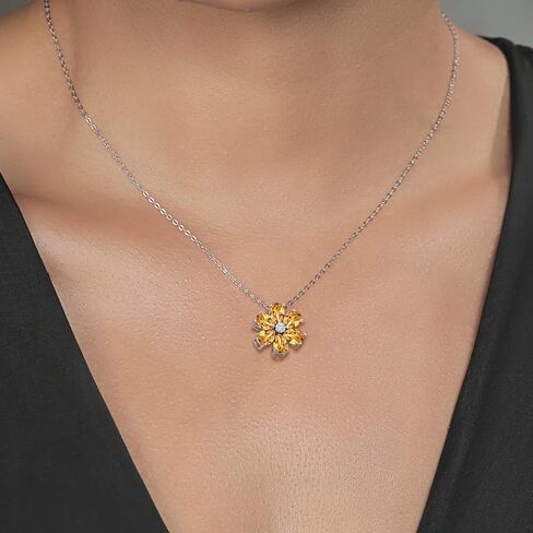 Gem Stone King 925 Sterling Silver and 10K Yellow Gold Purple Amethyst and White Moissanite Pear Shape Flower Pendant Necklace For Women (2.23 Cttw, Gemstone Birthstone, with 18 Inch Chain) in Saudi Arabia