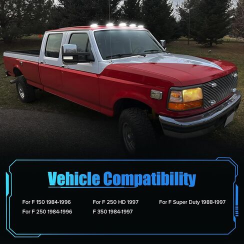 5PCS Smoke Lens White Light LED Cab Roof Lights Compatible with 1984-1996 F150 1984-1997 F250 F350 F Super Duty Pickup Truck Cab Clearance Light sassembly in Saudi Arabia