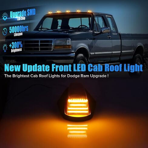 5PCS Smoke Lens White Light LED Cab Roof Lights Compatible with 1984-1996 F150 1984-1997 F250 F350 F Super Duty Pickup Truck Cab Clearance Light sassembly in Saudi Arabia
