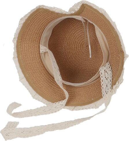 2PCS Girls Sun Hat مع حقيبة الكتف مجموعة كبيرة من قش الشاطئ Breim Bash in Kuwait