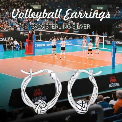 925 Sterling Silver Baseball/Football/Basketball/Volleyball Earrings Ball Hoop Earrings Cool Sports Earrings Jewelry Gifts for Women Girls Sensitive Ears in Kuwait