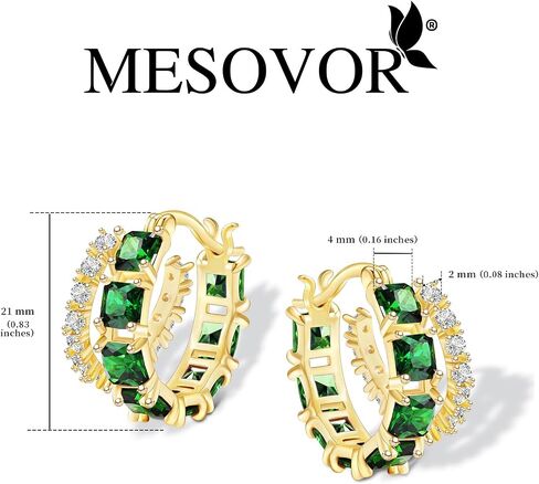 Mesovor Gold Zircon Double Hoop Earrings for Women, 14K Gold Plated Square Colored Cubic Zirconia Hoops Earrings Jewelry Gifts in Saudi Arabia