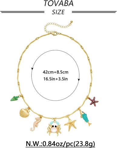 Beach Necklaces for Women Dainty Gold Shell Charm Cute Starfish with Gold Chain Hypoallergenic Summer Beachy Necklace Fashion Trendy in Saudi Arabia