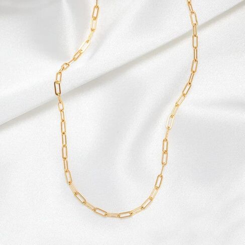 CAROVO 18K Gold Silver Plated Paperclip Chain Necklace for Women Delicate Love Heart Pendant Link Paperclip Chain Necklaces for Women in Kuwait