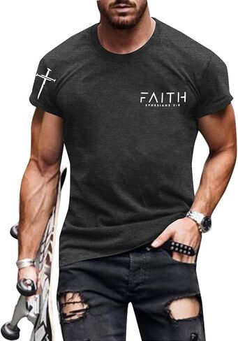 Christian Shirts for Men:Faith Cross Printed T-Shirts Christian Gifts for Men Jesus Shirts Holy Bible Tees in Saudi Arabia