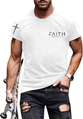 Christian Shirts for Men:Faith Cross Printed T-Shirts Christian Gifts for Men Jesus Shirts Holy Bible Tees in Saudi Arabia