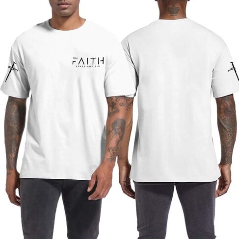 Christian Shirts for Men:Faith Cross Printed T-Shirts Christian Gifts for Men Jesus Shirts Holy Bible Tees in Saudi Arabia