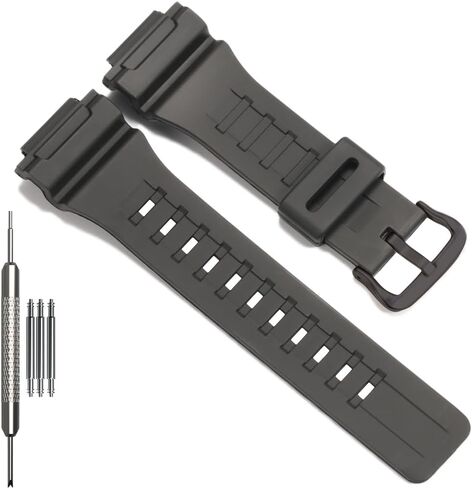 Replacement Band Compatible with Casio W-735H AEQ110BW AEQ110W AQS-800W AQ-S810W Men's Watch Strap Black Resin Wristband With Metal buckle in Saudi Arabia