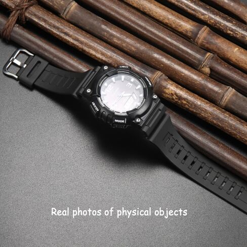 Replacement Band Compatible with Casio W-735H AEQ110BW AEQ110W AQS-800W AQ-S810W Men's Watch Strap Black Resin Wristband With Metal buckle in Saudi Arabia