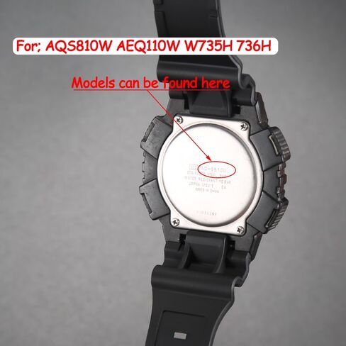 Replacement Band Compatible with Casio W-735H AEQ110BW AEQ110W AQS-800W AQ-S810W Men's Watch Strap Black Resin Wristband With Metal buckle in Saudi Arabia