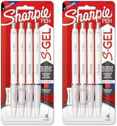 Sharpie S-Gel Pens, Fashion Barrel Gel Ink Pens, Pearl White Body, Medium Point Pens (0.7Mm), Writing Pens, Coloring Pens, Gel Pens For Journaling, Bold Jewel Color Assortment, 4 Count in Kuwait