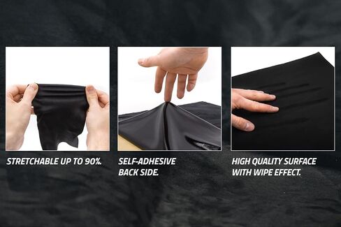 indivitara® Self-Adhesive Microfiber Suede Wrap – Stretchable Car Interior Fabric | Soft Touch Imitation Leather for Dash, Door Panels & Headliner – (19.68x59.06 in. Premium Black) in Saudi Arabia