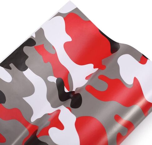 Lzlrun Car Camouflage Vinyl Wrap Film Roll Arctic Snow Camo Scener for Car Computer Computer Bike Motorcycle Red 1ft × 5ft in Kuwait