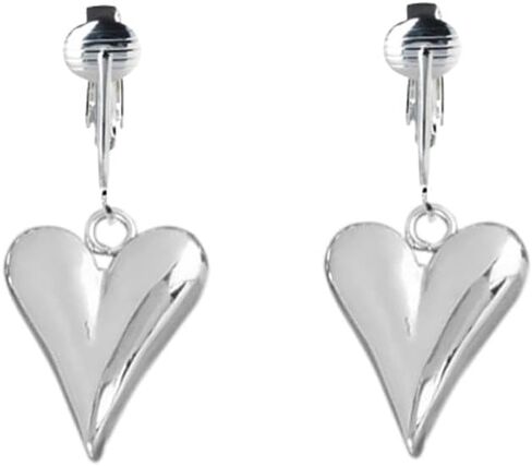 Aloha Earrings Non Pierced Clip On 3D Heart Dangling Earrings in Saudi Arabia