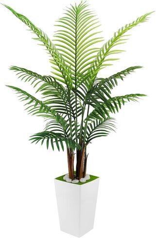 Artificial Palm Tree 5FT - Faux Palm Plants with Movable Large Pot Fake Tropical Paradise Palm Tree Artificial Silk Plant for Indoor Outdoor Big House Living Room in Saudi Arabia
