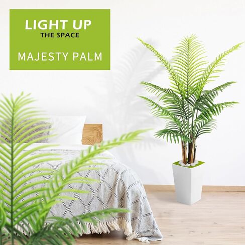 Artificial Palm Tree 5FT - Faux Palm Plants with Movable Large Pot Fake Tropical Paradise Palm Tree Artificial Silk Plant for Indoor Outdoor Big House Living Room in Saudi Arabia