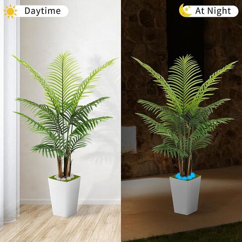 Artificial Palm Tree 5FT - Faux Palm Plants with Movable Large Pot Fake Tropical Paradise Palm Tree Artificial Silk Plant for Indoor Outdoor Big House Living Room in Saudi Arabia