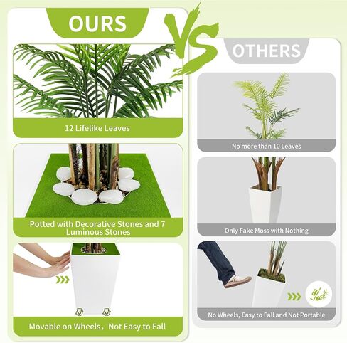 Artificial Palm Tree 5FT - Faux Palm Plants with Movable Large Pot Fake Tropical Paradise Palm Tree Artificial Silk Plant for Indoor Outdoor Big House Living Room in Saudi Arabia