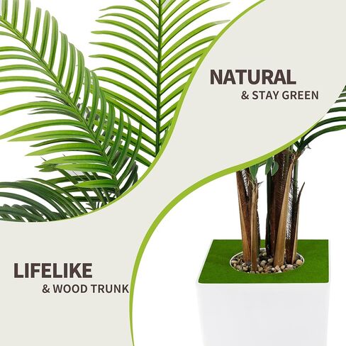 Artificial Palm Tree 5FT - Faux Palm Plants with Movable Large Pot Fake Tropical Paradise Palm Tree Artificial Silk Plant for Indoor Outdoor Big House Living Room in Saudi Arabia
