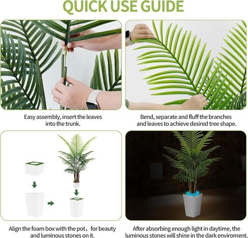 Artificial Palm Tree 5FT - Faux Palm Plants with Movable Large Pot Fake Tropical Paradise Palm Tree Artificial Silk Plant for Indoor Outdoor Big House Living Room in Saudi Arabia