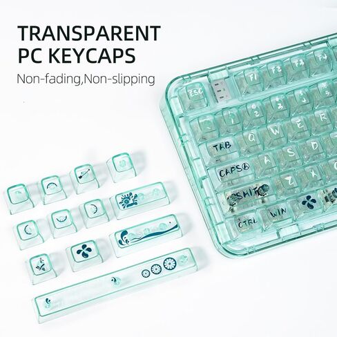 CoolKiller Clear Keycap Set, 142 Full Keys for Mechanical Keyboard Compatible with 60%, 65%, 75%, Full-Size Transparent PC Material CSA V2 Profile Custom Keycaps, Animal World Theme in Saudi Arabia